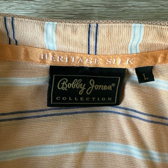 Bobby Jones Collection Golf Shirt Mens Large Heritage Silk Made in Italy Orange - Picture 2 of 6